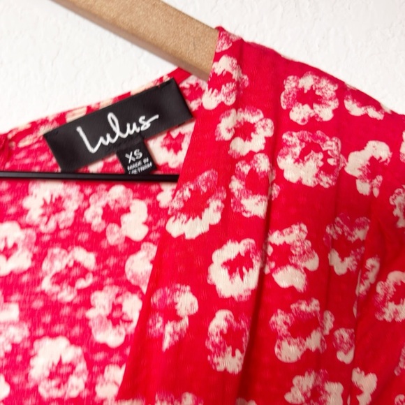 LULUS GARDEN EXPLORER RED WHITE FLORAL PRINT MINI DRESS SIZE XS BRAND NEW - Picture 6 of 7